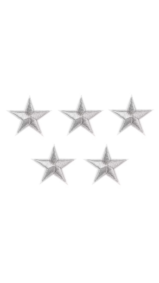 Sølv stjerner - 5 pk